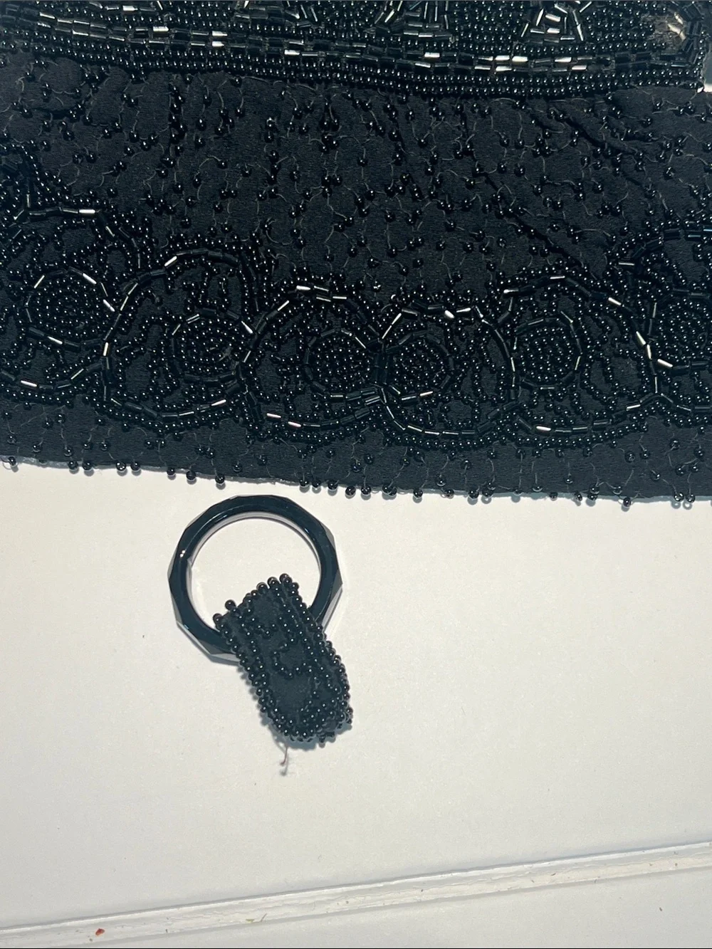 1940s Vintage Evening Clutch Black Beaded Made in Belgium